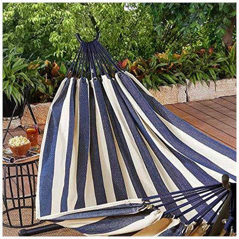 Cotone Esterno Amaca Multipli 210 X 150 Cm Capacit Di Carico Fino A 200 Kg Portatile Con Il Sacchetto Di Trasporto Per Il Patio Yard Garden - Foto 4