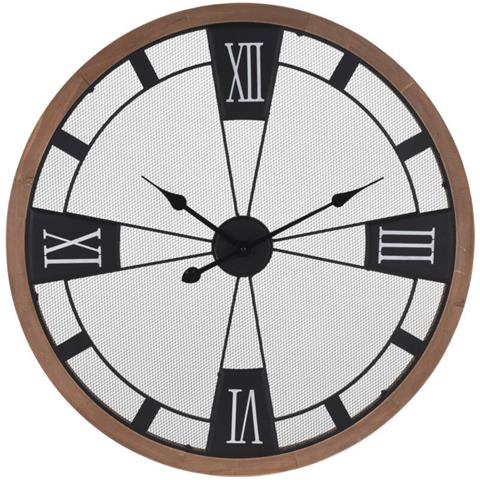 Orologio Industriale Con Cornice In Legno, Ø 70 Cm - Foto 1