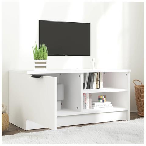 Mobile Porta TV Bianco 80x35x36,5 cm in Legno Multistrato - Foto 8