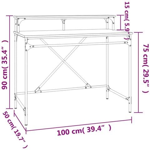 Scrivania Rovere Sonoma 100x50x90 Cm Legno Multistrato E Ferro - Foto 2