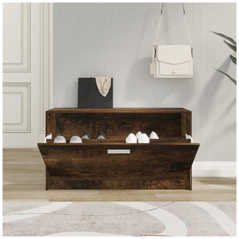 Scarpiera Rovere Fumo 80x24x45 Cm In Legno Multistrato - Foto 3
