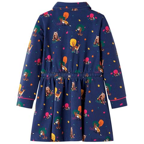Abito Bambina Maniche Lunghe E Coulisse Blu Marino 128 - Foto 2