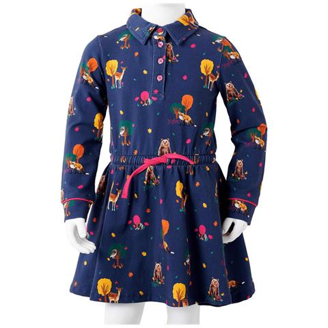 Abito Bambina Maniche Lunghe E Coulisse Blu Marino 128 - Foto 8