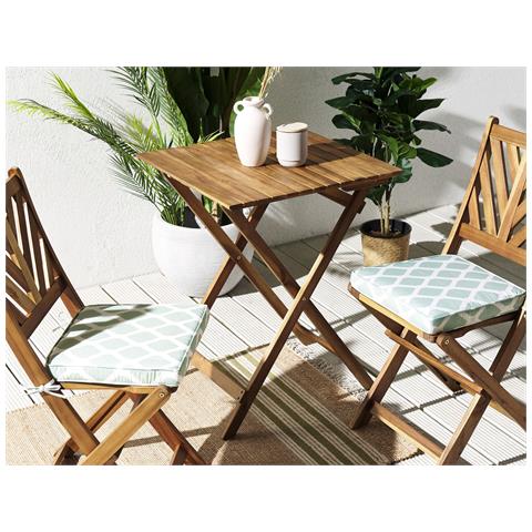 Set Di 2 Cuscini Sedie Da Giardino Menta E Bianco 37 X 34 Cm Terni - Foto 1