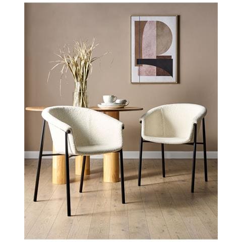 Set Di 2 Sedie Da Pranzo Bouclé Bianco Sporco Ames - Foto 1