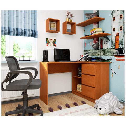 Scrivania ad angolo B16 destro, 3 cassetti, 124x85x77 cm, Colore Ontano - Foto 6