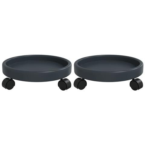Carrelli Per Piante Con Ruote 2 Pz Grigi Diametro 34 Cm 35 Kg - Foto 2
