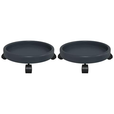 Carrelli Per Piante Con Ruote 2 Pz Grigi Diametro 34 Cm 35 Kg - Foto 3