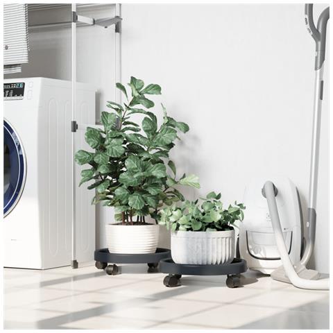 Carrelli Per Piante Con Ruote 2 Pz Grigi Diametro 34 Cm 35 Kg - Foto 1