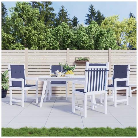 Cuscini Sedia Schienale Basso 4 Pz Blu Marino In Tessuto - Foto 1