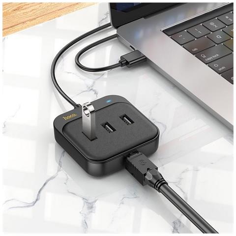 Hub Originale Multiporta Ciabatta 3x Usb 2.0 + Rj45 Con Cavo 1.2m Usb-a - Foto 2