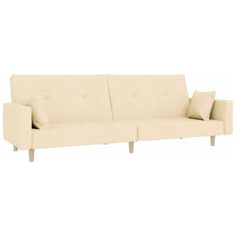 Divano Letto A 2 Posti Con 2 Cuscini Crema In Tessuto - Foto 1
