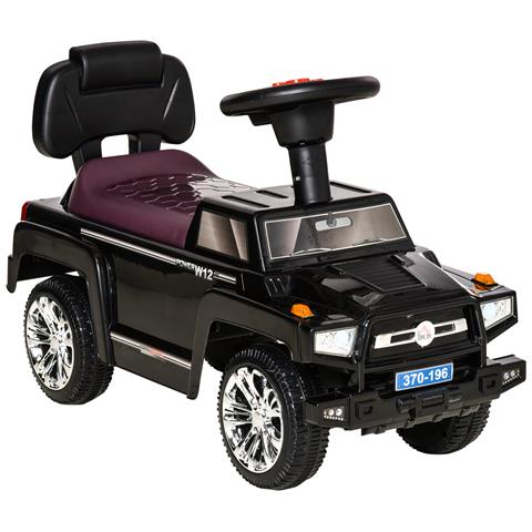 Macchina Giocattolo Fuoristrada Per Bambini Cavalcabile Con Volante, Fari E Musiche, Età 18-36 Mesi, 68x30.5x41.5cm, Nero - Foto 1