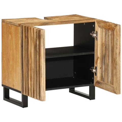 Mobile Lavabo Da Bagno 62x34x58cm Legno Massello Mango Grezzo - Foto 2