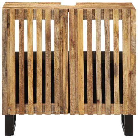 Mobile Lavabo Da Bagno 62x34x58cm Legno Massello Mango Grezzo - Foto 3