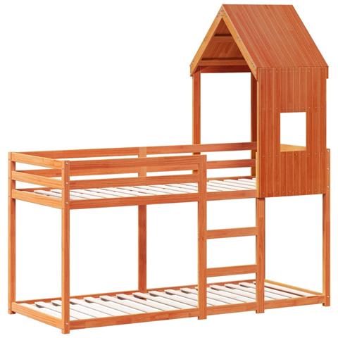 Letto A Castello Con Tetto Cera 90x200 Cm Legno Massello Pino - Foto 2