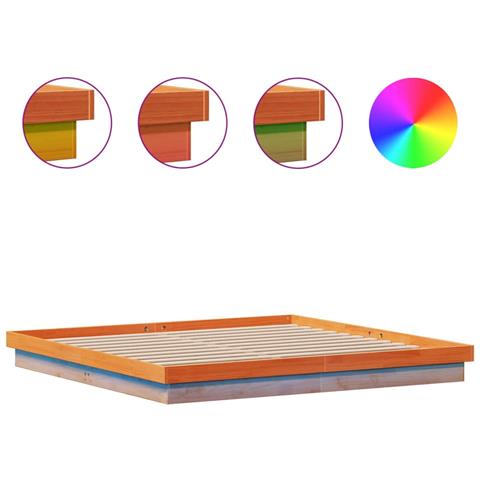 Giroletto Led Marrone Cera 180x200 Cm In Legno Massello Di Pino - Foto 1