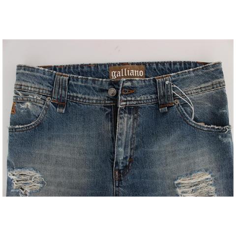 Jeans Cropped Stile Boyfriend In Cotone Lavato Blu - W26 - Foto 5