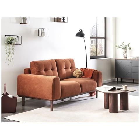 Divano 2 Posti Laurila Tessuto Marrone Dorato - Foto 1