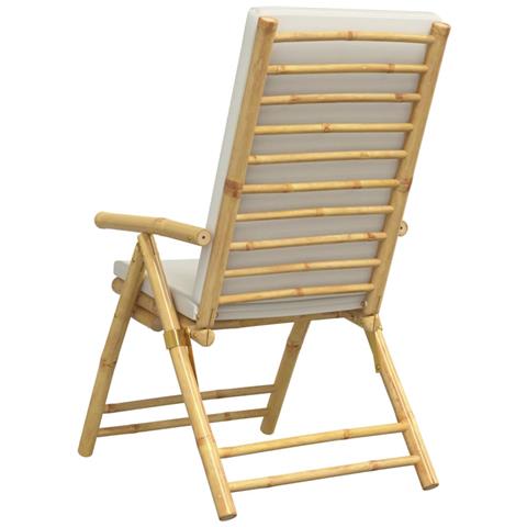 Sedie da Giardino Reclinabili 4 pz Cuscini Bianco Crema Bambù - Foto 2