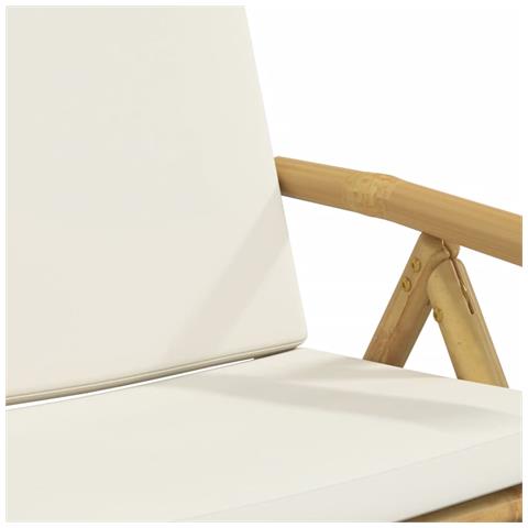 Sedie da Giardino Reclinabili 4 pz Cuscini Bianco Crema Bambù - Foto 9
