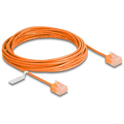 Cavo di rete RJ45 Cat. 6 UTP Ultra Slim 5 m arancione con connettori corti - Foto 1