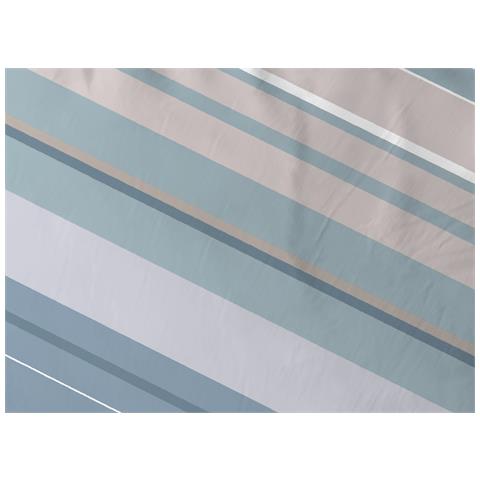 Completo Lenzuola Letto In 100% Cotone Made Italy Disegno Scia Maxi Azzurro - Foto 2