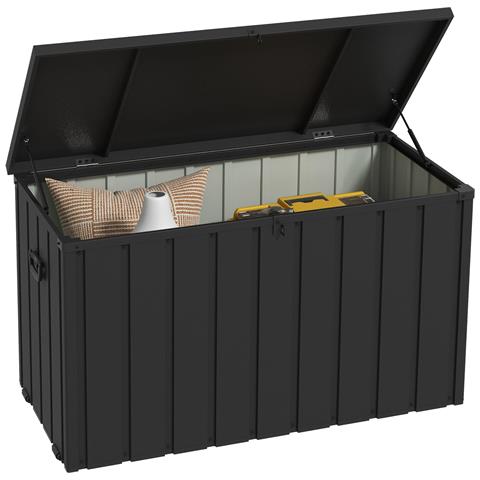 Panca Contenitore da 450L con 2 Rotelle e Maniglie, in Acciaio e PP, 125.5x61.5x70 cm, Grigio Scuro - Foto 1