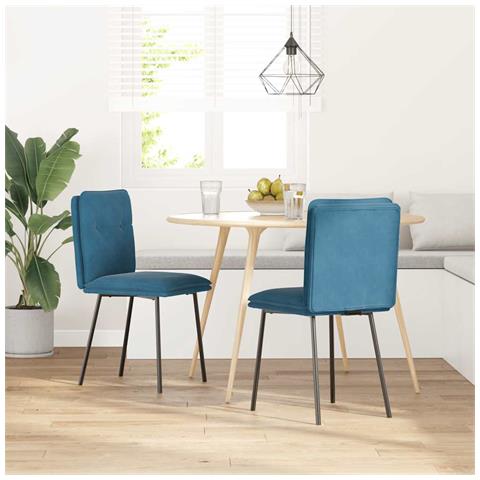 Sedie Da Pranzo 2 Pz Blu In Velluto - Foto 2