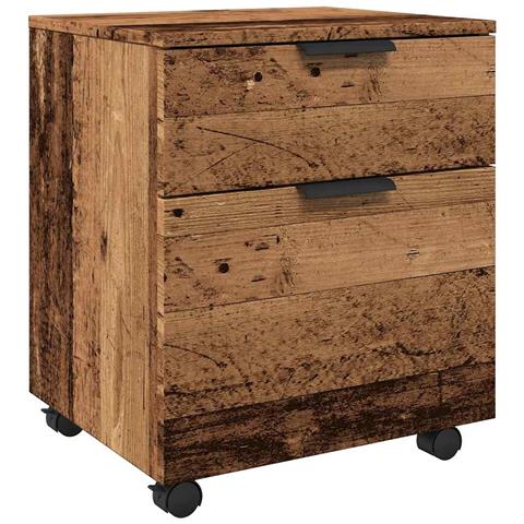 Schedario Con Ruote Legno Antico 45x38x54 Cm Legno Multistrato - Foto 2