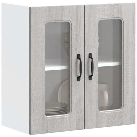 Pensile Da Cucina Con Porta In Vetro Kalmar Grigio Sonoma - Foto 1