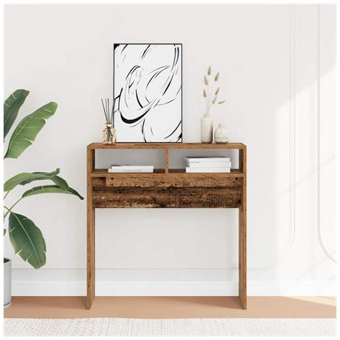 Tavolino Consolle Legno Antico 78x30x80 Cm In Truciolato - Foto 1