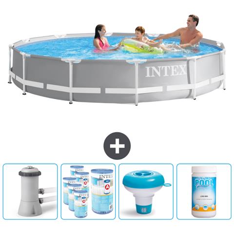 Piscina Fuori Terra - In Giro - 366x366x76 Cm - Grigio - Include Accessori Coordinati Cb89 - Foto 1