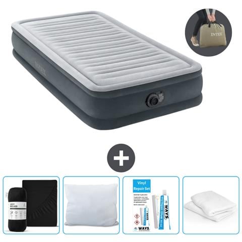 Set Materassino Gonfiabile - 191x99x33 Cm - Lichtgrijs - Include Accessori Coordinati - Foto 1