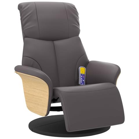 Poltrona Reclinabile Massaggiante Poggiapiedi Grigia Similpelle - Foto 2