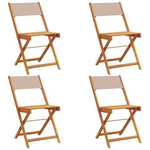 Sedie Giardino Pieghevoli 4pz Tortora Tessuto E Legno Massello - Foto 1