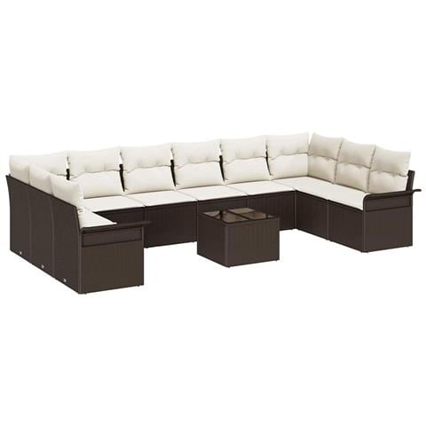 Set Divano da Giardino 10 Pezzi con Cuscini Grigio Polirattan - Foto 1