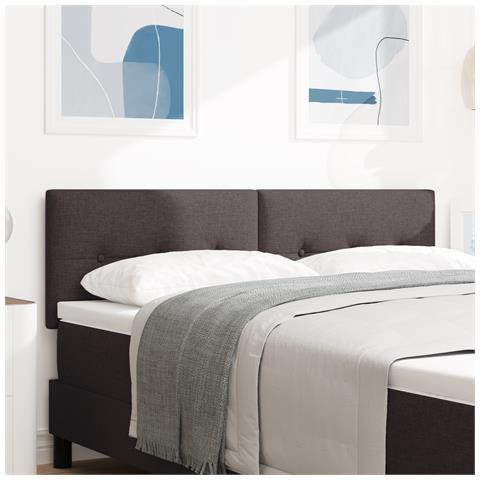 Headboard Button Tufted Marrone Scuro 160 cm Tessuto - Foto 2
