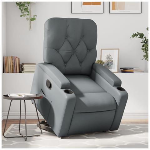 Poltrona Alzapersona Reclinabile Grigio in Similpelle - Foto 2