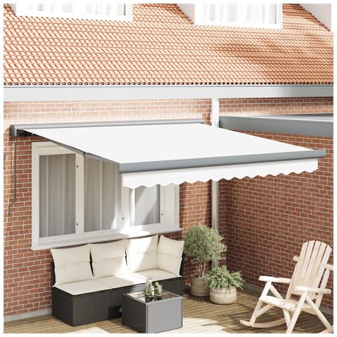 Tendone Retrattile Manuale  Bianco 350x250 cm, Tessuto di Ricambio per Tendone  per Telaio 3,5x2,5 m Bianco - Foto 2