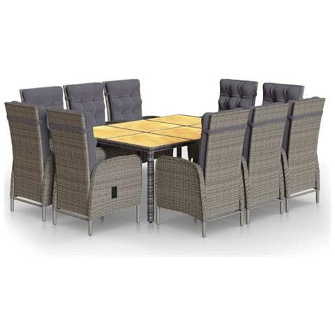 Set Pranzo da Giardino 11pz in Polyrattan Grigio - Foto 1