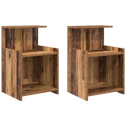 Comodini 2 pz Legno Vecchio 40x35x60 cm Legno Ingegnerizzato - Foto 1