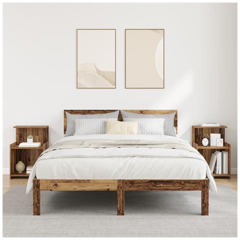 Comodini 2 pz Legno Vecchio 40x35x60 cm Legno Ingegnerizzato - Foto 2