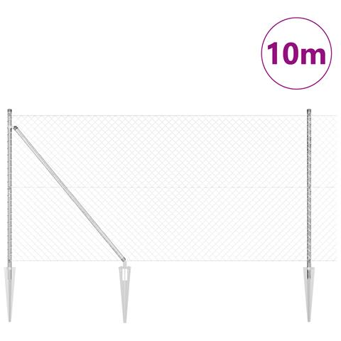 Recinzione in Rete Metallica con 7 Picchetti 1.2 x 10 m Acciaio Galvanizzato - Foto 2