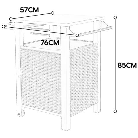 Carrello Da Barra Rotante Da Cucina A Porta Singola Con Piano Tavolo Esteso, Armadio Di Stoccaggio E Ruote, Acciaio Inox, Maniglia Laterale, Marrone - Foto 4