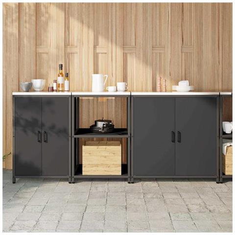 Set di Stoccaggio per Cucina Altro 3 pcs Nero 210 x 50 x 92 cm - Foto 2