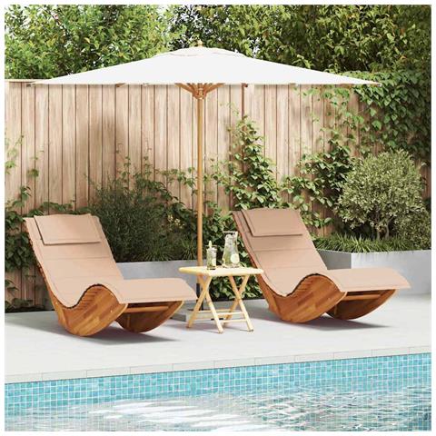 Lettino da sole con cuscino 2 pcs Marrone 60 x 154 x 74cm - Foto 2