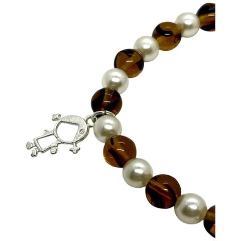 Bracciale Elastico Con Perle E Monete D'argento - Foto 2