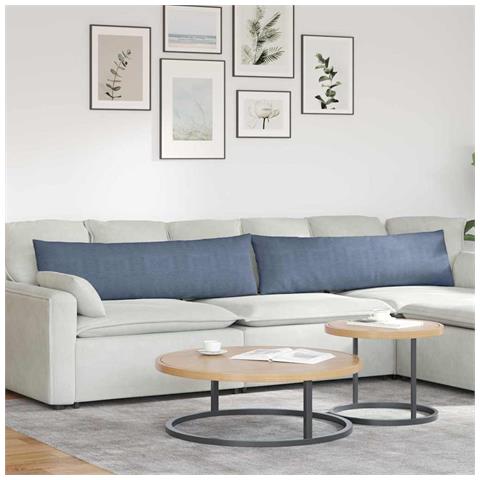 Cuscini da Divano 2 pcs Blu 145 x 40 cm Tessuto in Cords - Foto 2