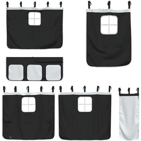 Letto a Castello senza Materasso Bianco e Nero 90x200cm in Pino - Foto 9